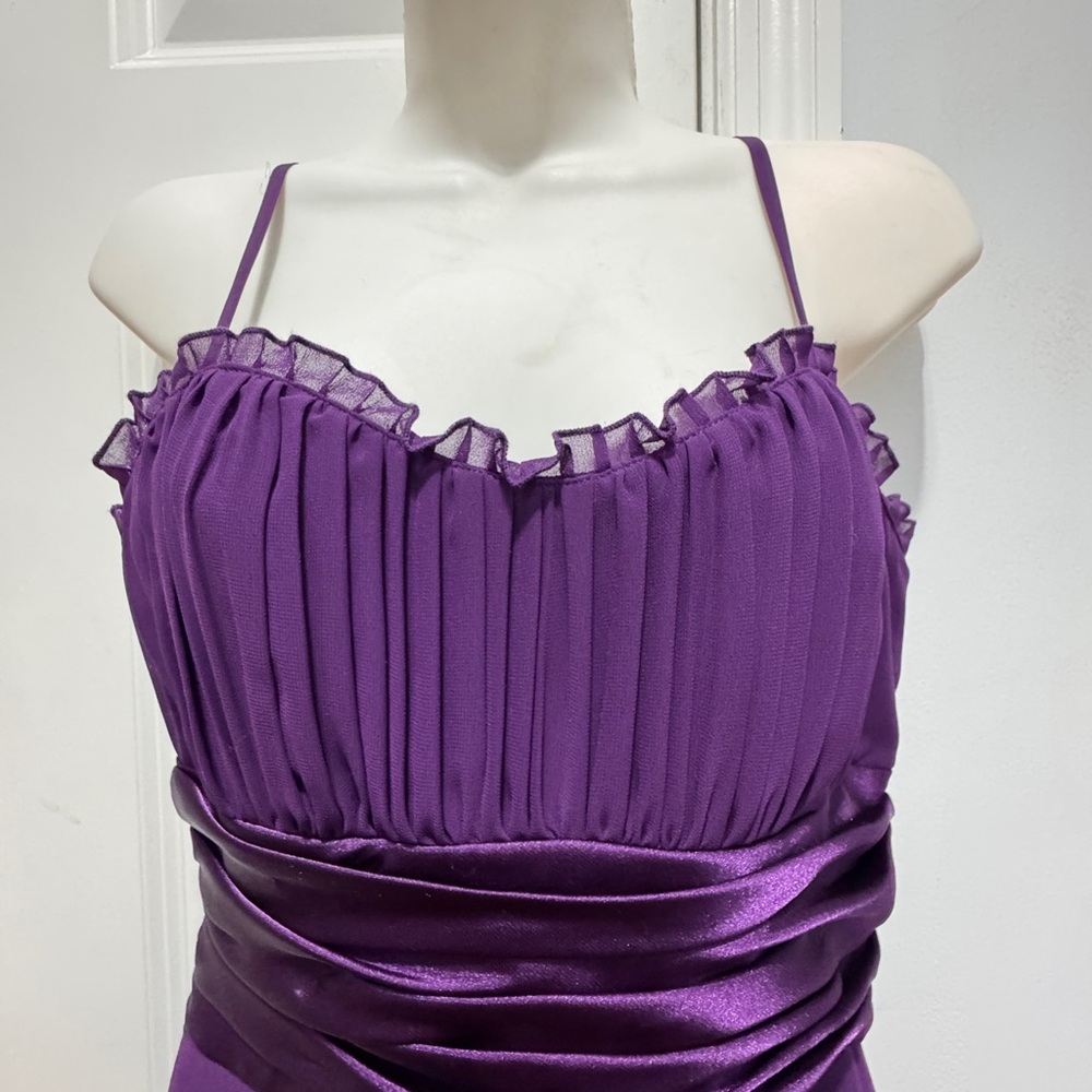 Democracy Purple Ruched Spaghetti Strap Mini Dress - Picture 3 of 7
